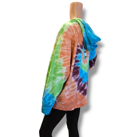 RAG SUPPLY Unisex Multi 🌈 Rainbow Tie-Dye Oversized Hooded Sweatshirt - Picture 7 of 16